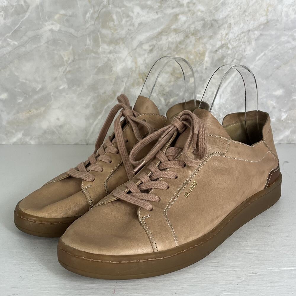 Sam Edelman Jayme Leather Sneakers Women's 9M Round Toe Lace-Up Rose Tan